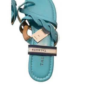 NWT Talbots Womens Turquoise Nappa Leather Gia Twist Sandals Size 8M