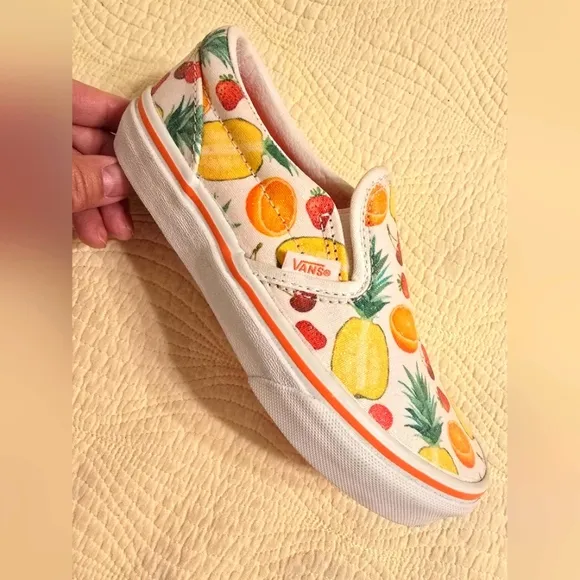 NWT Vans Girls Slip Sneakers with Tropical Fruit Design