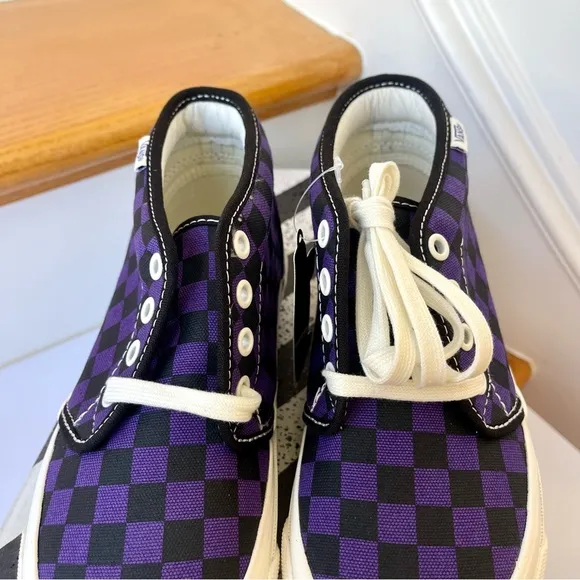 NWT Vans Vault Chukka LX Mid Rise in Checkerboard Canvas purple midrise sneakers