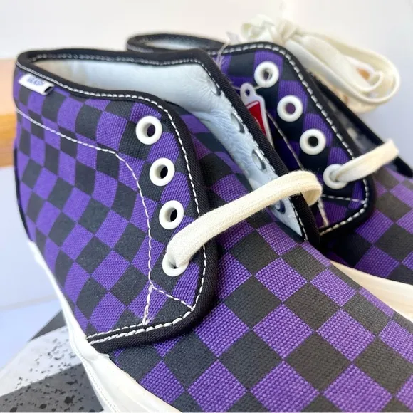 NWT Vans Vault Chukka LX Mid Rise in Checkerboard Canvas purple midrise sneakers