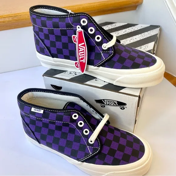 NWT Vans Vault Chukka LX Mid Rise in Checkerboard Canvas purple midrise sneakers