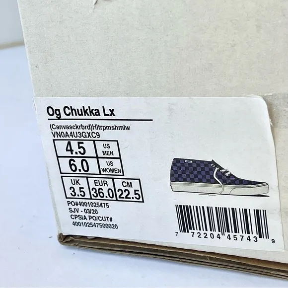 NWT Vans Vault Chukka LX Mid Rise in Checkerboard Canvas purple midrise sneakers