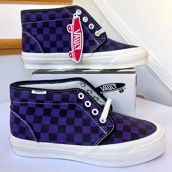 NWT Vans Vault Chukka LX Mid Rise in Checkerboard Canvas purple midrise sneakers