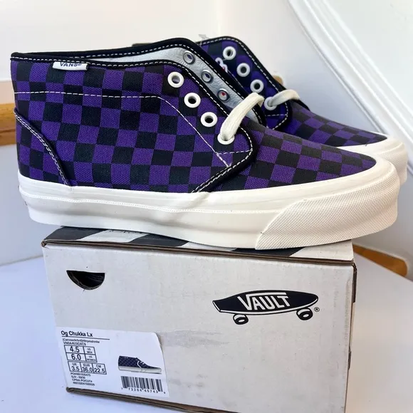 NWT Vans Vault Chukka LX Mid Rise in Checkerboard Canvas purple midrise sneakers