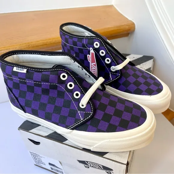 NWT Vans Vault Chukka LX Mid Rise in Checkerboard Canvas purple midrise sneakers