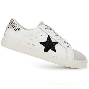 NWT Vintage Havana &quot;Carla&quot; White Cheetah Fur Low Top Sneakers Women's Size 8.5