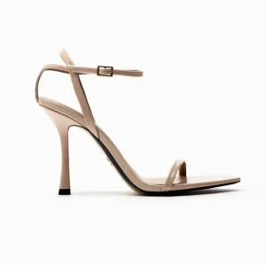 NWT. Zara Beige High-Heel Sandals with Thin Straps. Size 6, 6,5, 7,5, 8, 10.