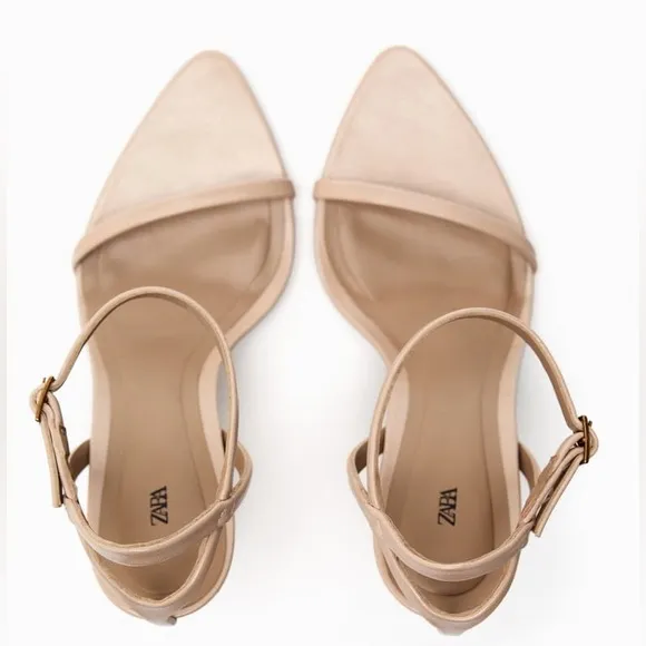 NWT. Zara Beige High-Heel Sandals with Thin Straps. Size 6, 6,5, 7,5, 8, 10.