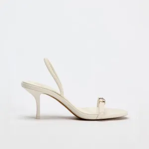 NWT. Zara Cream Heeled Sandals with Buckles. Size 8.