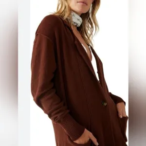 NWT❤️‍🔥$168 Free People Oversized Chestnut Desert Cardigan 🌎 Blazer Silhouette