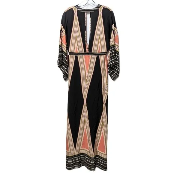 NWT LULUS Montecito Black Print Maxi Dress S