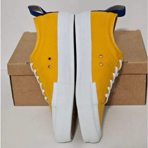 OBRA, Mens, low canvas sneakers in deep yellow. NIB, Size 10