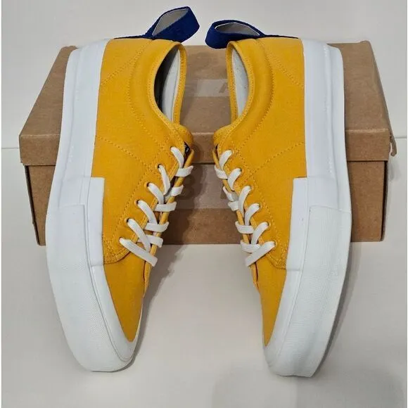 OBRA, Mens, low canvas sneakers in deep yellow. NIB, Size 10