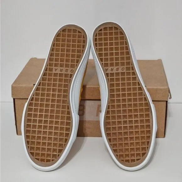 OBRA, Mens, low canvas sneakers in deep yellow. NIB, Size 10