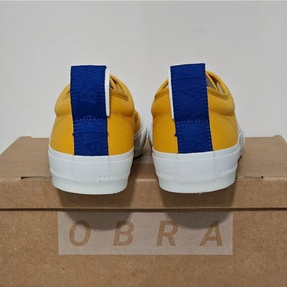 OBRA, Mens, low canvas sneakers in deep yellow. NIB, Size 10