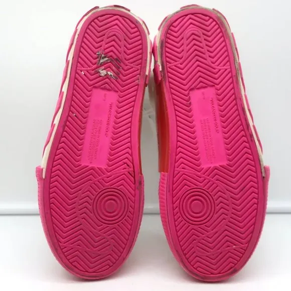 Off-White Vulcanized Low Top Sneakers White Canvas &amp; Hot Pink Suede Size 37
