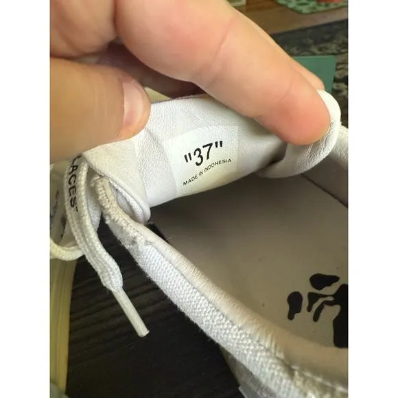 OFF-WHITE Vulcanized White &amp; Gray Canvas Low Top Sneakers Sz. 37