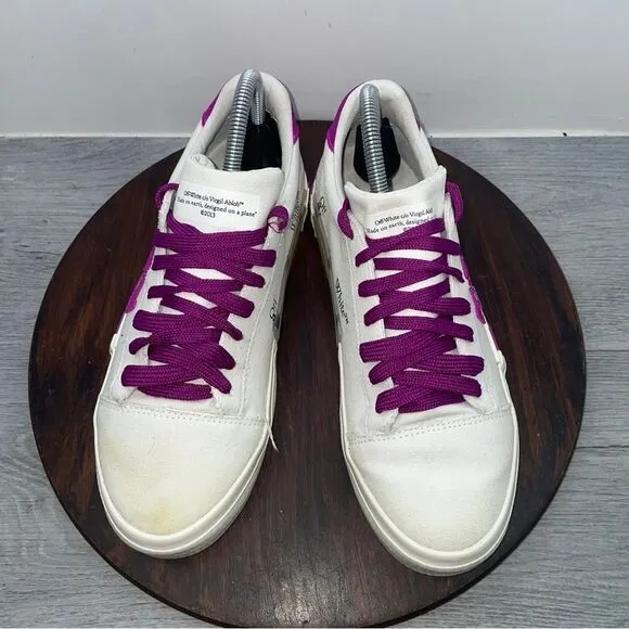 OFF WHITE Trainers Low Top Vulcanized Sneakers White Canvas Women’s EU40 US8.5