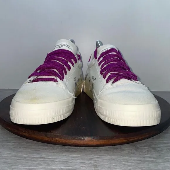 OFF WHITE Trainers Low Top Vulcanized Sneakers White Canvas Women’s EU40 US8.5
