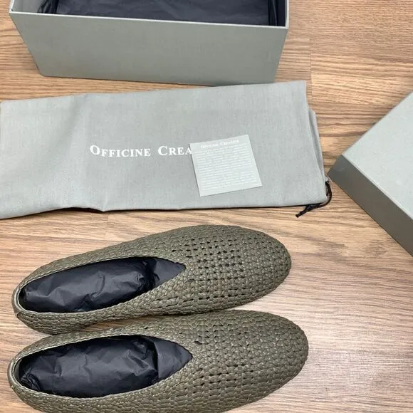 Officine Creative Bessie Weave Slip On Flat Loafers In Conifer Size EU 41 US 11
