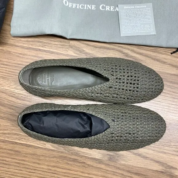 Officine Creative Bessie Weave Slip On Flat Loafers In Conifer Size EU 41 US 11