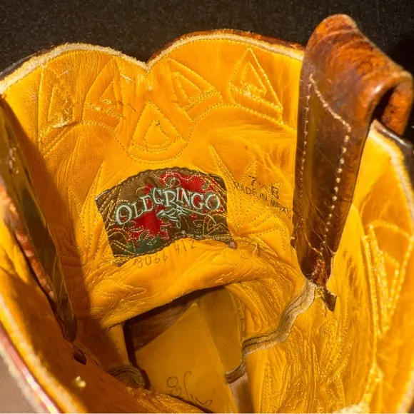 Old Gringo Aztec Cactus Embroidered Cowboy Boots 7.5 | Rare Vintage Western