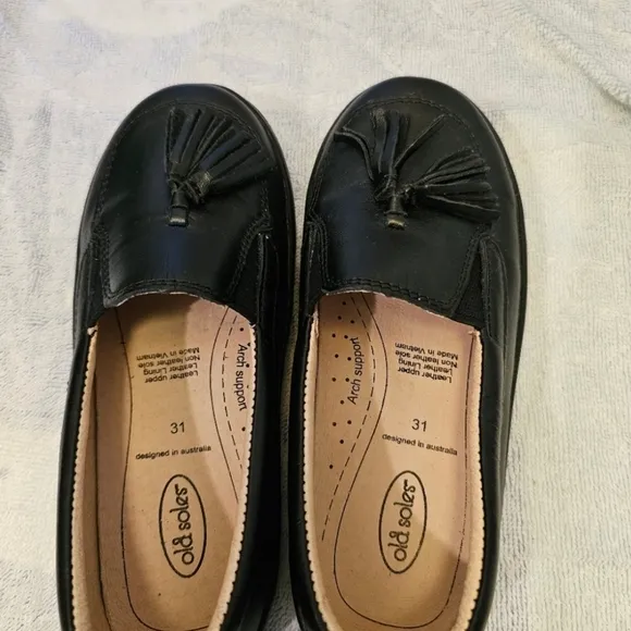 OLD SOLES Loafers Dress Shoes Black Tassels Unisex Little Kids Size 13.5 NEW