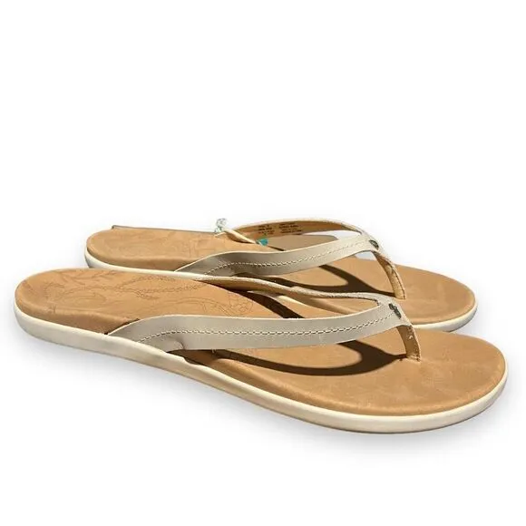 Olukai Honu Women's Size 11 Tapa/Goldensand Flip Flop Comfort Sandals New Turtle