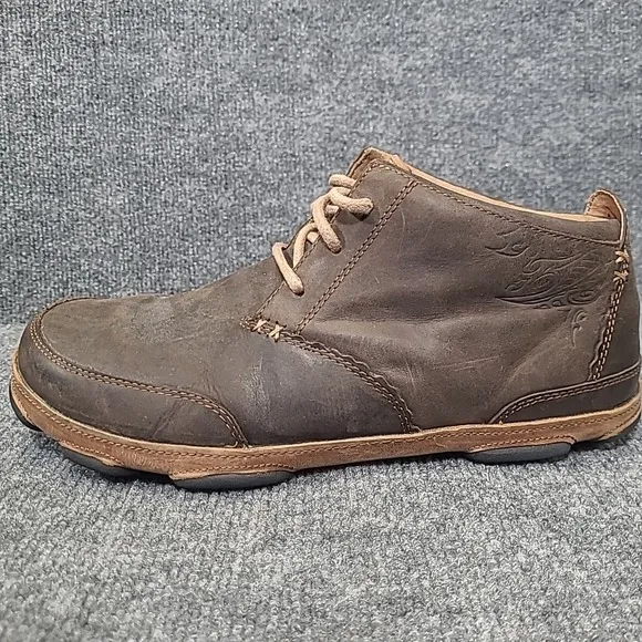 OluKai Kamuela Chukka Brown Leather Boots Mens US 10/ EU 43 Casual Lace Up Ankle