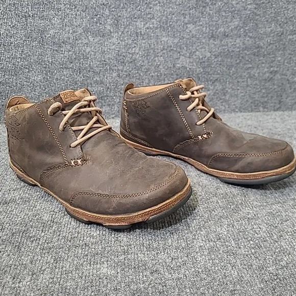 OluKai Kamuela Chukka Brown Leather Boots Mens US 10/ EU 43 Casual Lace Up Ankle