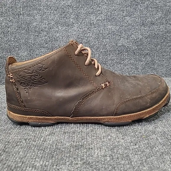 OluKai Kamuela Chukka Brown Leather Boots Mens US 10/ EU 43 Casual Lace Up Ankle