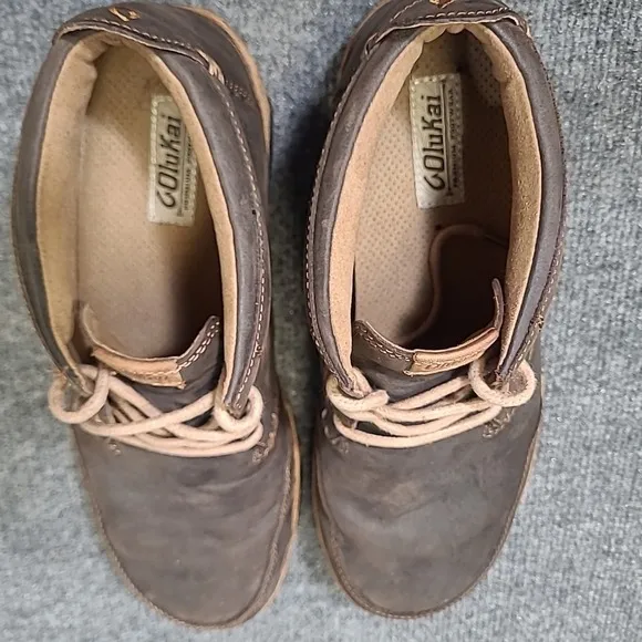 OluKai Kamuela Chukka Brown Leather Boots Mens US 10/ EU 43 Casual Lace Up Ankle
