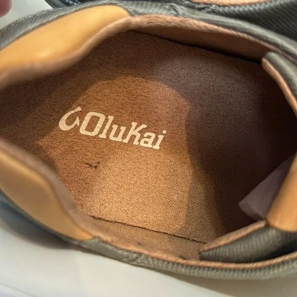 Olukai Lae'ahi Mens Canvas Casual Lace Up Green Lightweight Comfort Sneakers