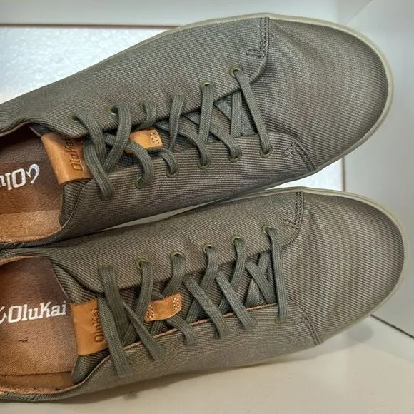 Olukai Lae'ahi Mens Canvas Casual Lace Up Green Lightweight Comfort Sneakers