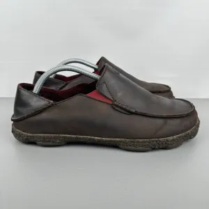 Olukai Moloa Kohana Loafers Shoes Leather Slip On Drop Heel Slides Brown Mens 10
