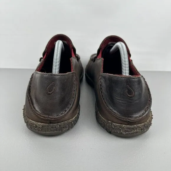 Olukai Moloa Kohana Loafers Shoes Leather Slip On Drop Heel Slides Brown Mens 10