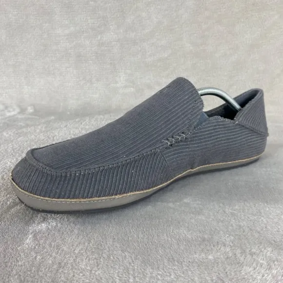 Olukai Moloa'Ie Men's Slip On Loafers Size 12 Gray Corduroy Drop In Heel Shoe