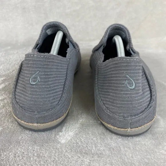 Olukai Moloa'Ie Men's Slip On Loafers Size 12 Gray Corduroy Drop In Heel Shoe