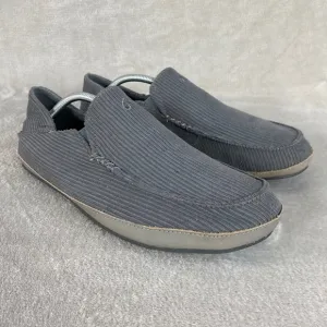 Olukai Moloa'Ie Men's Slip On Loafers Size 12 Gray Corduroy Drop In Heel Shoe