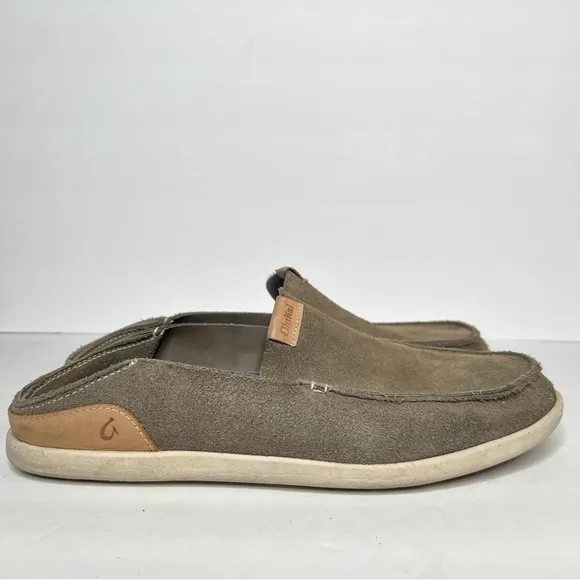 Olukai Nalukai Kala Slip On Men’s Size 12 Gray Loafers Leather
