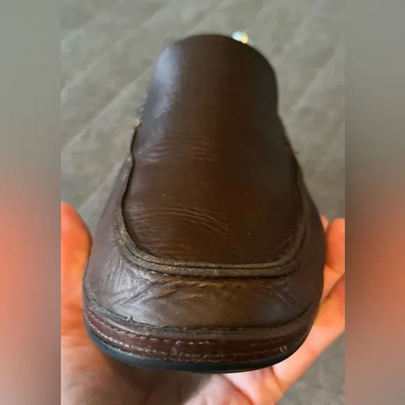 OLUKAI Ni’o Sz 11.5 Dark Brown Soft Leather Slip-on Loafers Orig $160