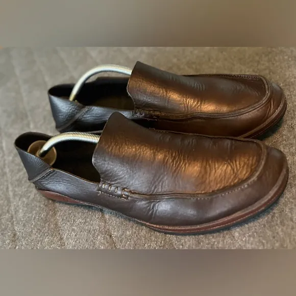 OLUKAI Ni’o Sz 11.5 Dark Brown Soft Leather Slip-on Loafers Orig $160