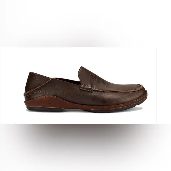 OLUKAI Ni’o Sz 11.5 Dark Brown Soft Leather Slip-on Loafers Orig $160
