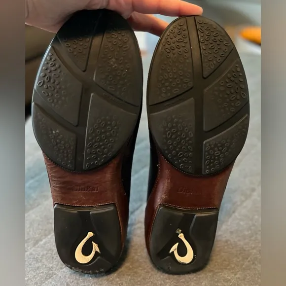 OLUKAI Ni’o Sz 11.5 Dark Brown Soft Leather Slip-on Loafers Orig $160