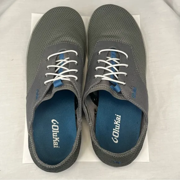 OluKai Nohea Moku Sneakers Canvas Mesh Gray Men 9.5