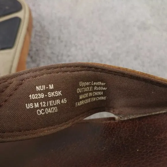 Olukai Nui Flip Flop Sandals Mens 12 Shoes Brown Leather Beach Comfort