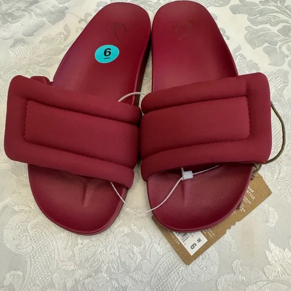 Olukai Women’s Size 6‎ Sunbeam Slide Sandals Shoe Loganberry Beach Comfort New