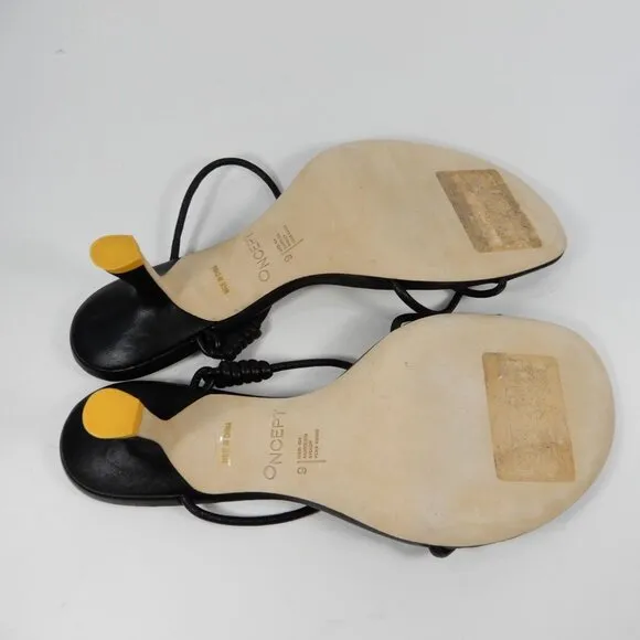 ONCEPT Sydney Kitten Heel Sandals Size 9 Black Toe Loop NEW $300