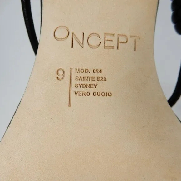 ONCEPT Sydney Kitten Heel Sandals Size 9 Black Toe Loop NEW $300
