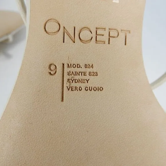 ONCEPT Sydney Kitten Heel Sandals Size 9 Ivory White NEW $300